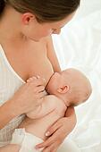 Mother breast feeding baby son